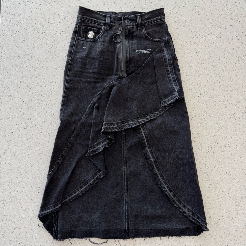 Black Denim Asymmetrical skirt by Off-White c/o Virgil Abloh